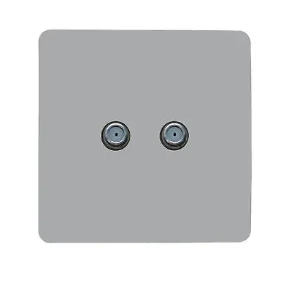 Trendi Switch 2 Gang Male F-Type Satellite Television Socket In Platinum Silver • £9.95