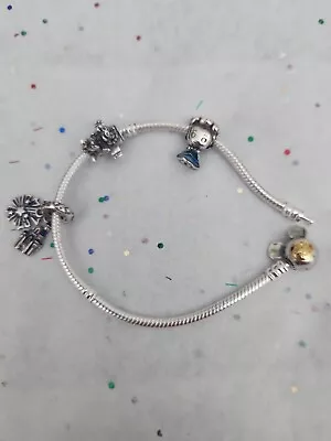 Pandora Charm Bracelet Disney Mickey Minnie Elsa New 8 Inches • $50