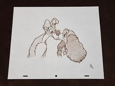 Disney Lady And The Tramp Kissing Drawing/sketch Signed/drawn Art • $40