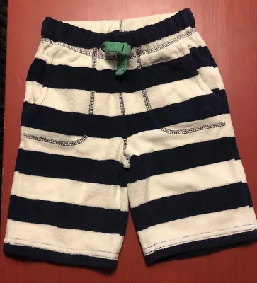 Mini Boden Boys 2t Toweling Terry Shorts Striped  Elastic White Navy Swim B5 • $15