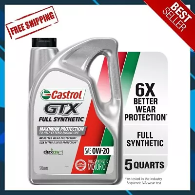 🔥DAILY SALE🔥 Castrol GTX Full Synthetic 0W-20 Motor Oil 5 Quarts • $23.66