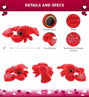 DolliBu I LOVE YOU Plush Cute Big Eye Red Lobster With Heart Message – 6 Inches • $11.10