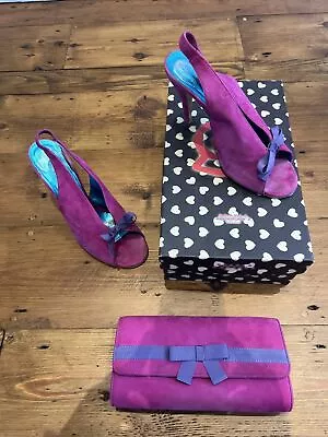 Ursula Mascaro Pink Suede Shoes & Clutch Bag - UK 5 / EU 38 - Cost Over £200 • £40