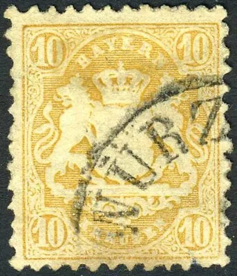 Germany 1870 Bavaria 10K Scott # 28a (Wmk 2-Wide) VFU M445 ⭐⭐⭐⭐⭐⭐ • $19.54