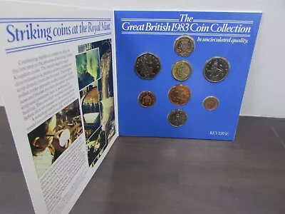 The Great British 1983 Coin Collection 8 Uncirculated Coins Set Royal Mint • £5.99