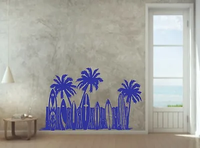 £12.75 • Buy Surf Boards & Palm Trees Wall Art Sticker, Decal, Mural, In 3 X Great Sizes
