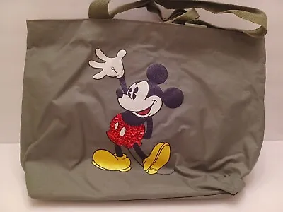 GENUINE Disney *Mickey Mouse*GREEN NYLON Beach Tote Bag Zip Top USED SEE PHOTOS • $9.99