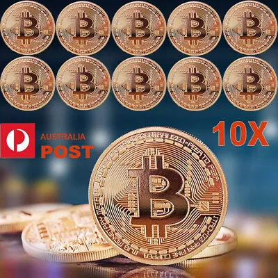 10pcs Bitcoin Coin Gold Plated Physical Bitcoins Art Collection Commemorative AU • $15.99