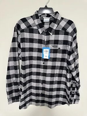 Columbia Men's Flannel Shirt Size Large Gray Plaid Button Up • $20