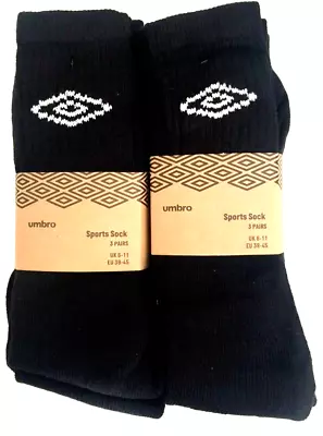 6 Pairs Of Men's Sport Socks Black Cotton Rich Cushion Sole Socks Size 6-11 • £10.92