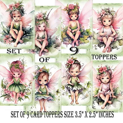 Card Toppers Set Of 9 Cute Baby Fairy Girls Cardmaking Scrapbook Card Supplies • £2.99