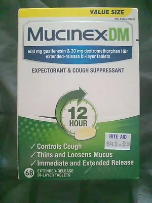 Mucinex DM  64 Tabs 600mg Guaifenesin Expires - August/2025 • $18