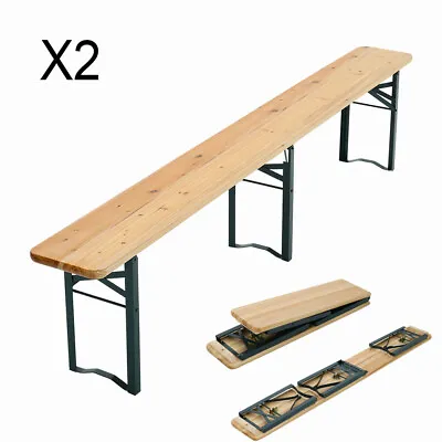£95.95 • Buy 2x Folding Picnic Dining Bench Chair 4 Seater Long Wooden Beer Bench Stool