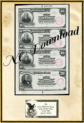 Photoshop  1903 Proof $10-$20 First National Bank Of Oak Harbor Ohio  #6632 • $23.95