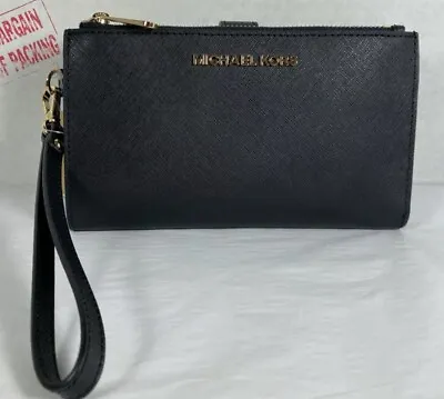 Michael Kors Jet Set Saffiano Leather Double Zip Phone Wristlet Wallet • $54.98