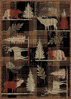  Lodge Cabin Bear Deer Elk Pine Area Rug **FREE SHIPPING** • $59.50