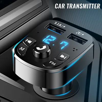 Car Bluetooth Wireless FM Transmitter Car MP3 Player Radio 2 USB Charger&Adapter • £5.29
