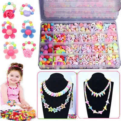 £8.99 • Buy 580Pcs Jewellery Making Beads Set - Make Your Own Bracelet Necklace Girl DIY Toy