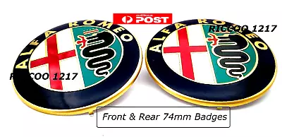 74mm Badges X 2 For Alfa Romeo 147 156 GT 159 Brera Mito Giulietta Front & Rear • $18.95