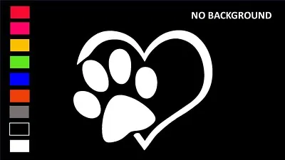 PAW PRINT IN HEART PET DOG CAT Decal Stickers For Cars Window Laptop Wall • $2.99