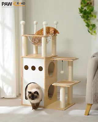 PAWZ Road Cat Tree Tower Scratching Post Wood Cat Kitten Condo Furniture House • $109.99