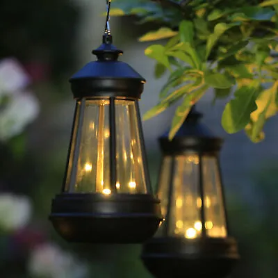 LED Solar Powered Lantern Hanging Night Lights Garden Waterproof Outdoor Lamp • £6.98