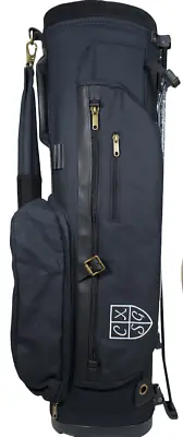 Vintage Canvas & Leather Stand Bag Classic Style Golf Black FREE SHIPPING • $159.99