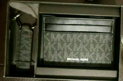 Michael Kors 86F1LGFD1B Men Front Pocket Wallet Black Logo Card Case Key Chain • $18.28