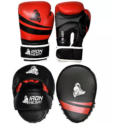 AU Design IHS Aero Leather Boxing Gloves&Jab Pads Set Red/Black MMA Kick Boxing • $109.95