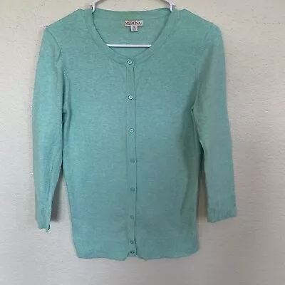 Merona Cardigan Women's Small Turquoise 3/4 Sleeves Stretch Button Front • $4