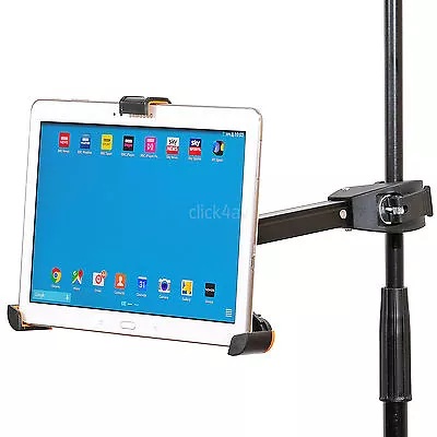 IPad Tablet Holder Music Microphone Mic Stand Clamp Mount 8.9-10.4 Inch PAD405 • £14.95