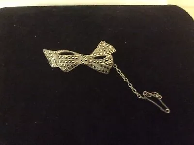 Vintage Marcasite Broach With Safety Chain • $10