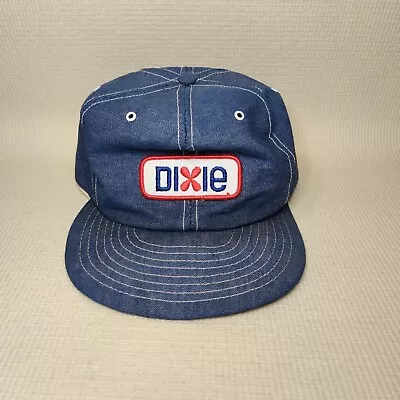 Vintage Dixie Denim Patch Snapback Trucker Cap  Made In USA Louisville Kentucky  • $22.99