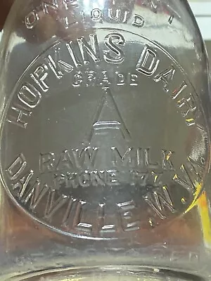 Hopkins Dairy One Pint Milk Bottle Danville W.va Small Town In Boone County Wv • $24.99