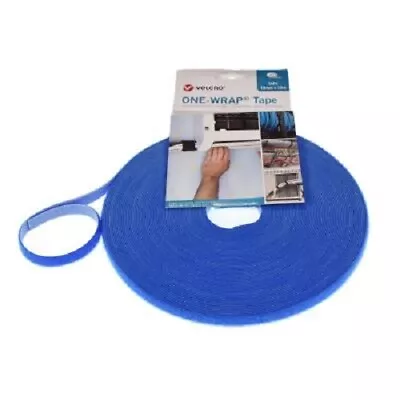 VELCRO® Brand ONE-WRAP® 10mm Cable Tie Blue Double Sided Hook / Loop Strapping • £0.99