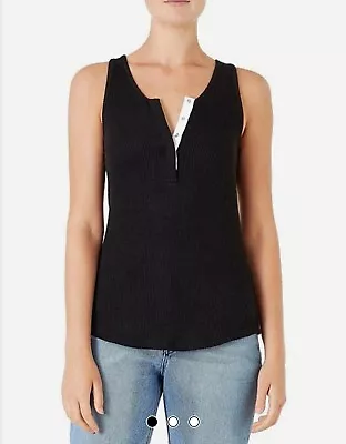 VIKTORIA WOODS Peyton Knit Ribbed Tank In Black Size 0 6/8 AS NEW • $39.96