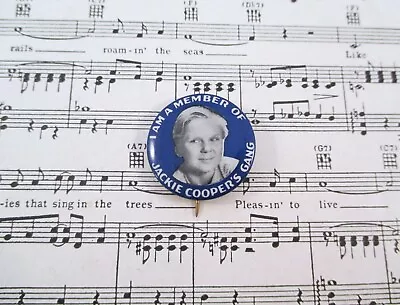 Vintage I'm A Member Of Jackie Cooper's Gang Pin Back • $5