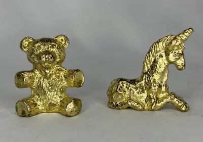 Metal Miniature Animals Bear And Unicorn Lot Of 2 • $6