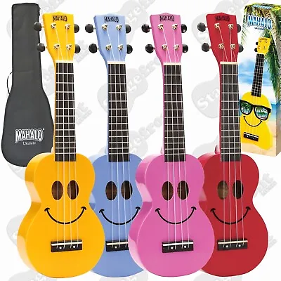 $49.95 • Buy Mahalo U60sm Soprano Ukulele Smiley Face For Beginners With Carry Bag