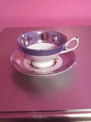 Vintage Royal Halsey Purple Iridescent Teacup And Saucer • $20.07