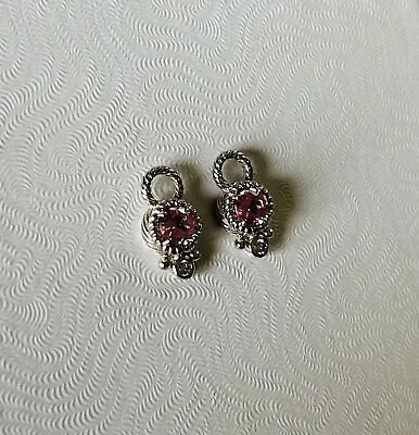 Judith Ripka Pink Sapphire Charms Earrings 925 Silver Excellent • $110