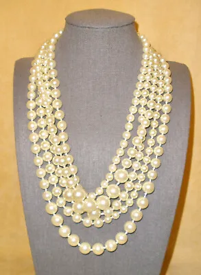 J. Crew Clustered 5 Strand Cream White Costume Pearl Bead Necklace • $29.88