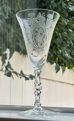 Seneca Wine Glass Etched Bird And Flowers 8.25  Tall X 3 5/8  Wide Excellent • $23.97