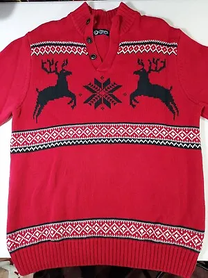 $25.69 • Buy Mens Sweater Holiday Winter Themed Sweater Medium Christmas Reindeer 