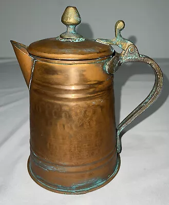 Vintage Hammered Copper Coffee Pot & Lid Brass Handle & Knob Soldered Spout • $29.90