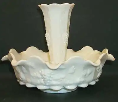 Westmoreland Paneled Grape Milk Glass 2 Pc Epergne Set 9  Bowl & 8  Vase 6708721 • $59.99