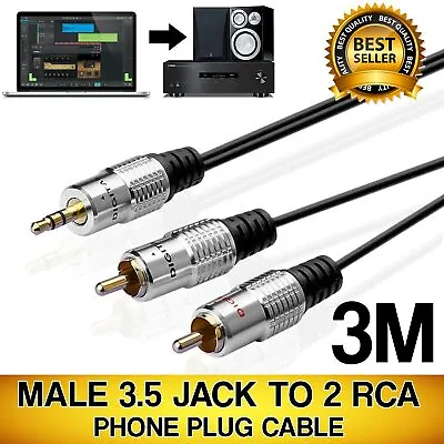£2.45 • Buy 3m SHIELDED OFC 3.5mm Jack To 2 RCA Audio Cable Twin Phono Plugs Stereo 10ft