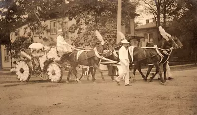 C1910 HORSE DRAWN FLOWER PARADE FLOAT HIGHLY DECORATED PHOTO RPPC POSTCARD P1326 • $34.91