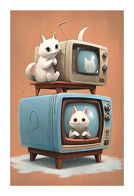 1960s Cats & TV - A Mid Century Modern Atomic Age TV With Cute Kitties E7 • $19.99