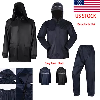 Adult Men Women Rain Suit Jackets Pant Gear Raincoat Waterproof Motorcycle Hivis • $22.79
